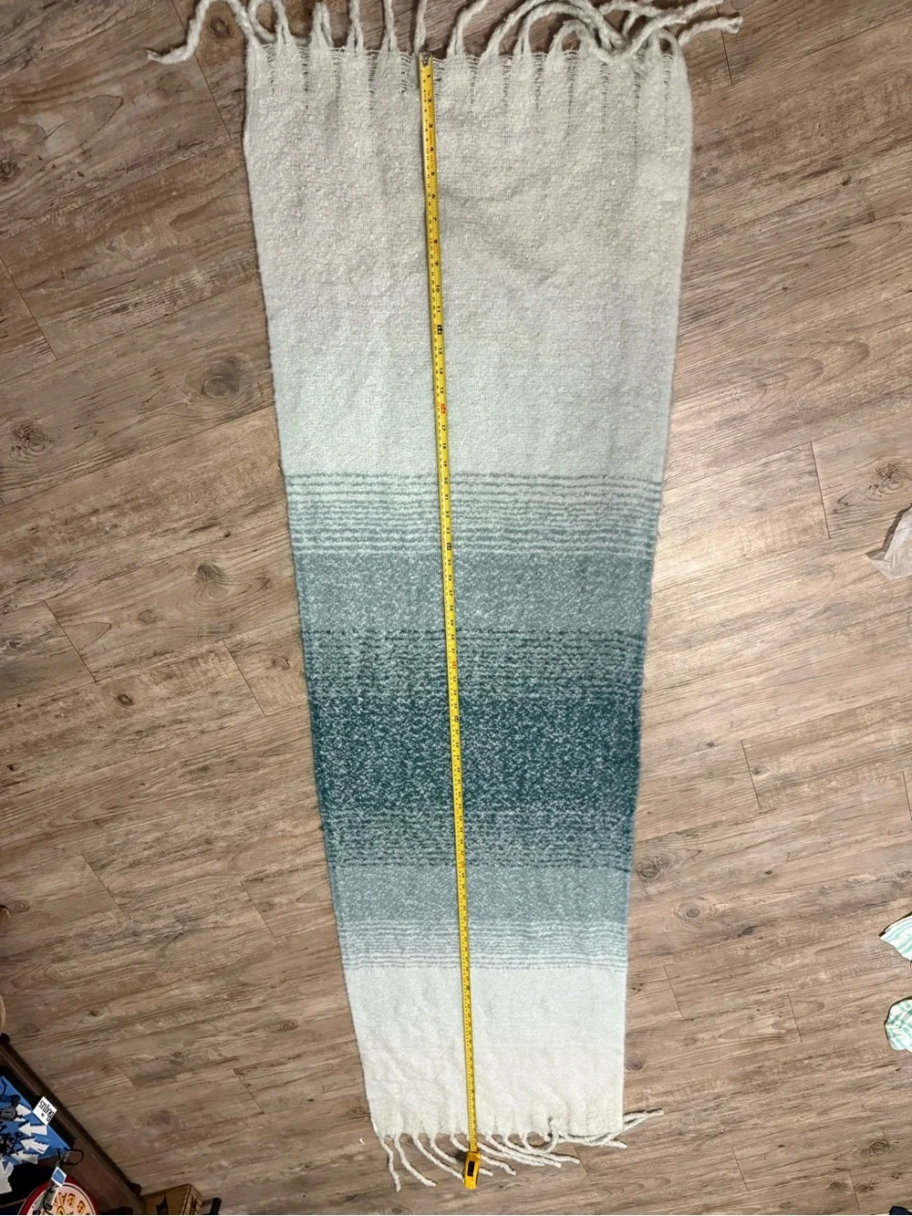 Ombre Fringe Scarf in Teal and Light Blue - Women’s Wrap